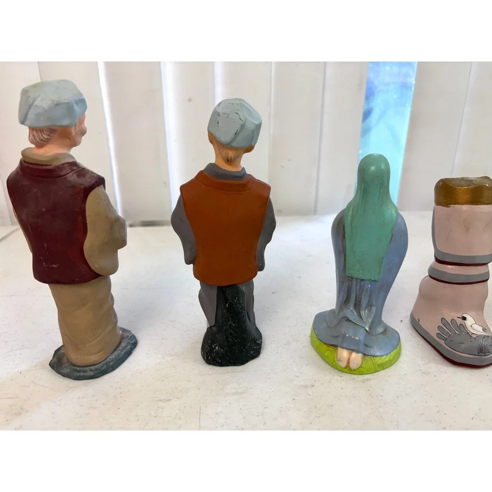 Vintage Hand Painted Nativity‎ Figurines Lot of 6 Mary Wise Men Asian Figures